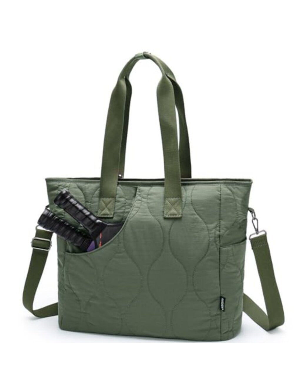 Puffer Quilted Pickleball Tote Bag with Paddle Sleeve & Fence Hooks